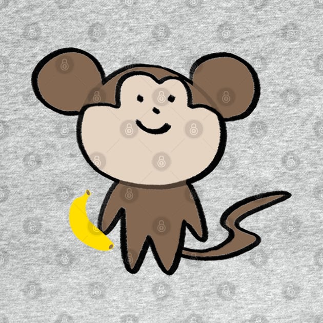 Cute monkey with banana by ballooonfish